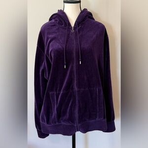 Karen Scott Deep Purple Velvet Track Suit. Pants- medium. Hoodie- XL.